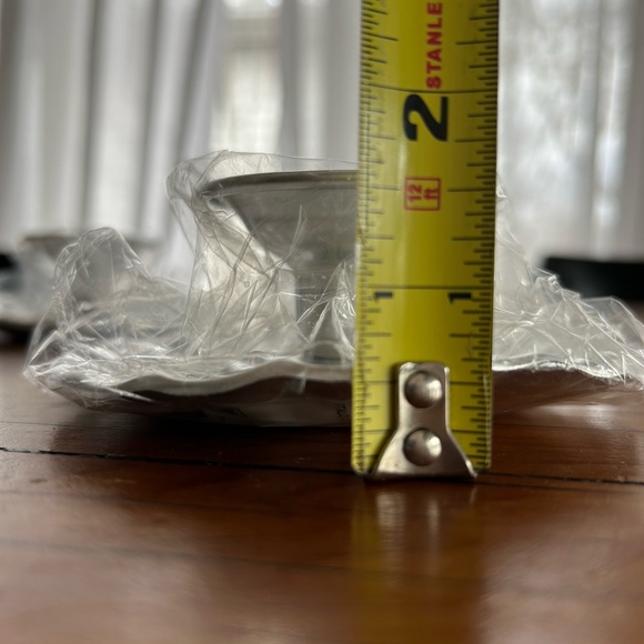 NWT Merci Paris set/2 aluminum silver scalloped taper candle holder - Picture 9 of 10